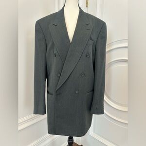 Oscar de la Renta Vintage Dapper Forest Green Double Breasted Blazer (Size 44L)